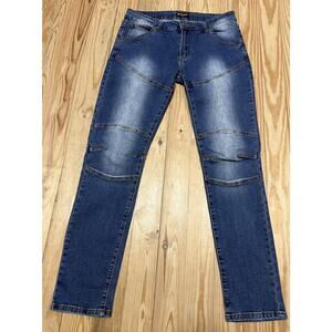 CJ Black Skinny Flex Premium Moto Jeans Men's Size 32x32 Rue21 Distressed Denim